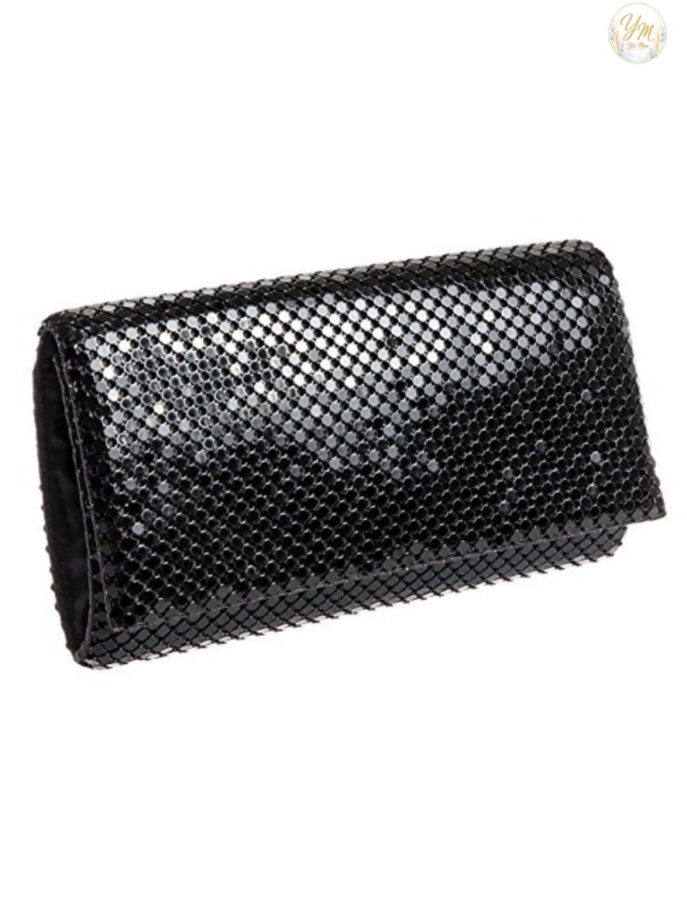 Jessica McClintock Metal Mesh Roll Evening Bag Clutch Purse with Shoulder Chain